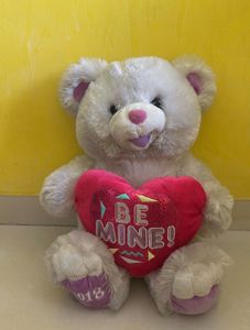 Cute Teddy Bear with "Be Mine" Heart