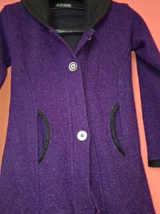 Purple Hooded Woolen Jacket