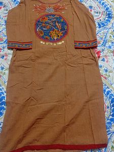 EKOyRamas Cotton Straight Cut Kurta With Embroider