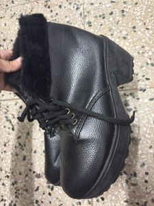 Black Faux Fur Lined Platform Boots