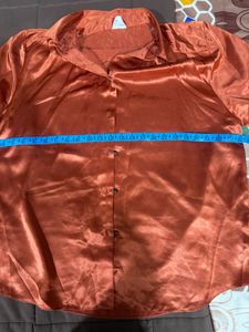 Shimmering Orange Button-Up Shirt