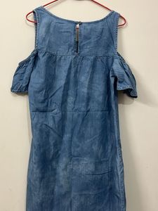 Chambray Cold Shoulder Dress