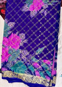 violet beautiful floral saree