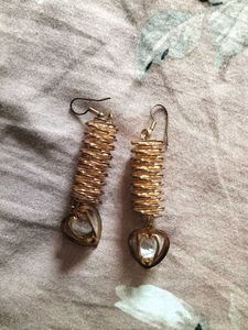 Vintage Gold Coil Heart Earrings