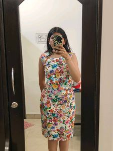 Floral Print Sheath Dress streachable