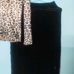 Animal Print Top &amp; Skirt Set