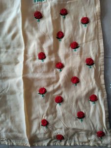 Cream Kurta with Rose Embroidery