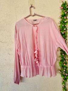Pretty Pink Tie-Front Blouse