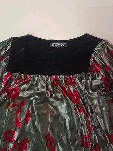 Floral Print Velvet short dress