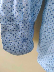 Louis Philippe Teal Dotted Men's Shirt