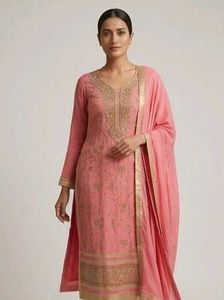 pink embroidered suit set