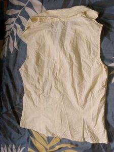 Chic Sleeveless Shirt Cream  with Embroider
