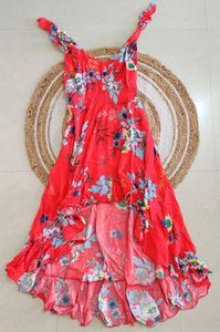 SHEIN V-Back Ruffle High Low Floral Dress