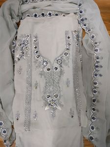 Unstitched Beautiful Mirror Cutwork Suit