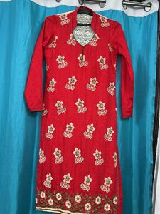 Red Floral Print Kurta
