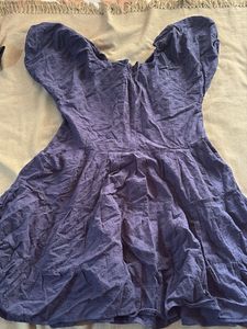 Navy Blue Puff Sleeve Dress