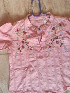 Pink Embroidered Kurta