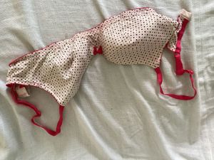 Polka Dot Bra with Pink Trim