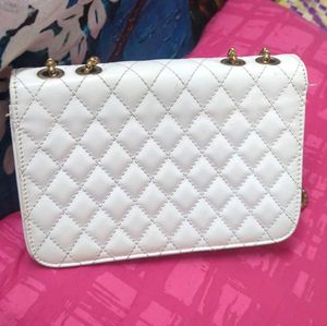 White Quilted Chain Crossbody Bag