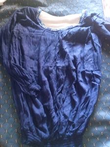 Navy blue embellished top