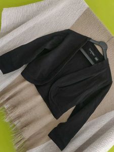 Black Open Front Cardigan