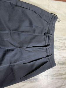 Charcoal Grey Wide-Leg Pleated Trousers
