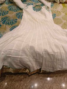pure cotton Elegant White Anarkali Suit