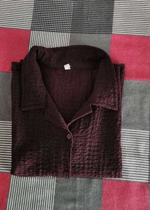 Casual Chic Textured Maroon shirt