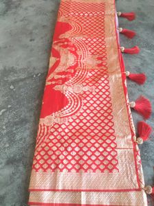 heavy 💕 wedding Banarasi ♥️ red  saree🔥