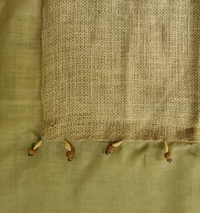 Beige Cotton Chunni/Dupatta with jute panel