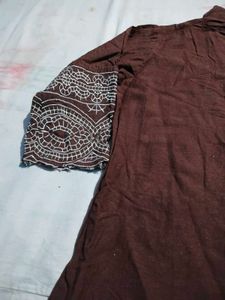 Brown Kurta with Decorative Sleeves