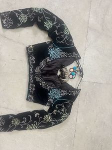 Embroidered Black Padded Blouse
