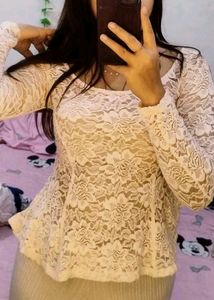 Sheer Lace Long Sleeve Top
