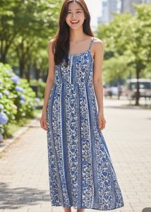 Blue Floral Maxi Dress - Bohemian Chic