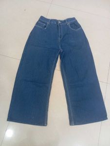 Wide Leg Blue Denim Jeans