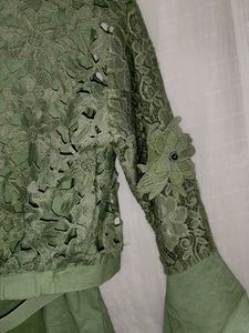 Sage Green Lace Bolero Dress Set
