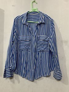 Blue & White Striped Button-Up Shirt