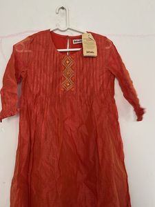 Orange Embroidered Kurta