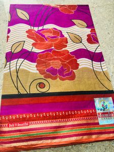 Vibrant Floral Print Saree