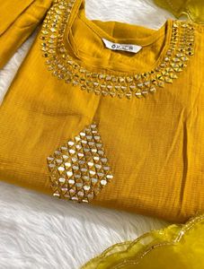 Elegant Yellow Kurta Set with Embellishments