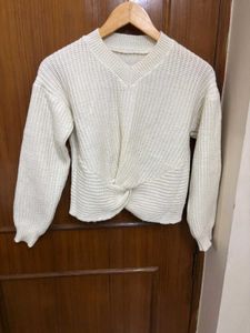 Twist-Front Knit Sweater