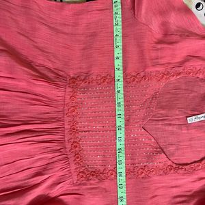 Coral Pink Embroidered Kurta