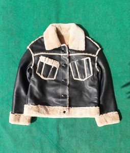 Chic Faux-Leather Shearling Aviator Jacket