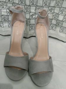 Grey heels(velvet finish stilletos)