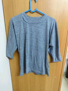 Grey Melange 3/4 Sleeve Top