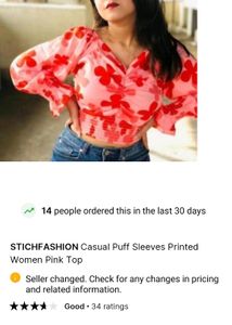 Casual Puff Sleeve Printed Women Tops