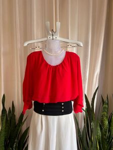 Imported Vibrant Red Flowy Top