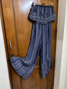 Boho Blue Striped Jumpsuit
