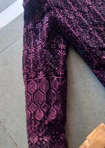 Men's Purple Velvet indowestern set