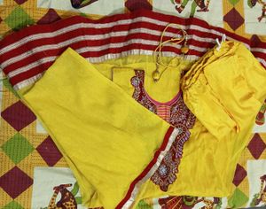 Yellow Embroidered Anarkali Suit
